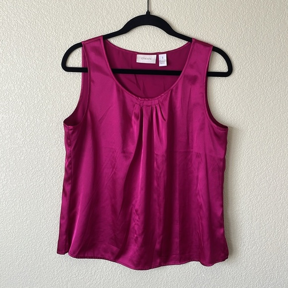 Chico’s Metallic Pink Blazer Cardigan Jacket Sz 1 W/Tank Barbiecore Career Top - Picture 12 of 16